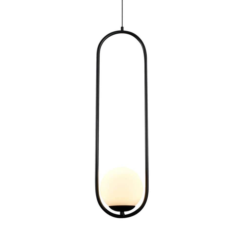 Capri 9.3-Watt 6.5 in. Wide Black Integrated LED Pendant With Glass Shade by VONN Lighting