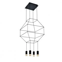 Expression 19-Watt Integrated LED Black Square Pendant Height Adjustable With 4 LED Lights by VONN Lighting