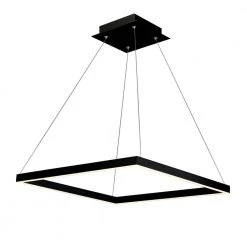 Atria Square 20 in. 38-Watt Black Integrated LED Chandelier Height Adjustable Hanging Pendant Light by VONN Lighting