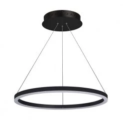 Tania Round 24 in. 36-Watt Black Integrated LED Chandelier Circular Lighting Hanging Pendant Light Height Adjustable by VONN Lighting