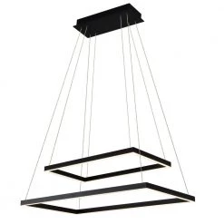 Atria Duo 74-Watt 2-Tier Rectangular Black Integrated LED Chandelier Lighting Hanging Pendant Light Height Adjustable by VONN Lighting