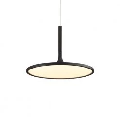 Salm 17 in. 35-Watt Black Integrated LED Lighting Height Adjustable Hanging Pendant Light Modern Disc LED Chandelier by VONN Lighting