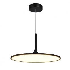 Salm 24 in. 45-Watt Black Integrated LED Lighting Height Adjustable Hanging Pendant Light Modern Disc LED Chandelier by VONN Lighting