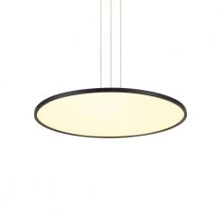Salm 48.55-Watt Integrated LED Black Height Adjustable Chandelier with 24 in. Wide LED Disk Island Hanging Pendant Light by VONN Lighting