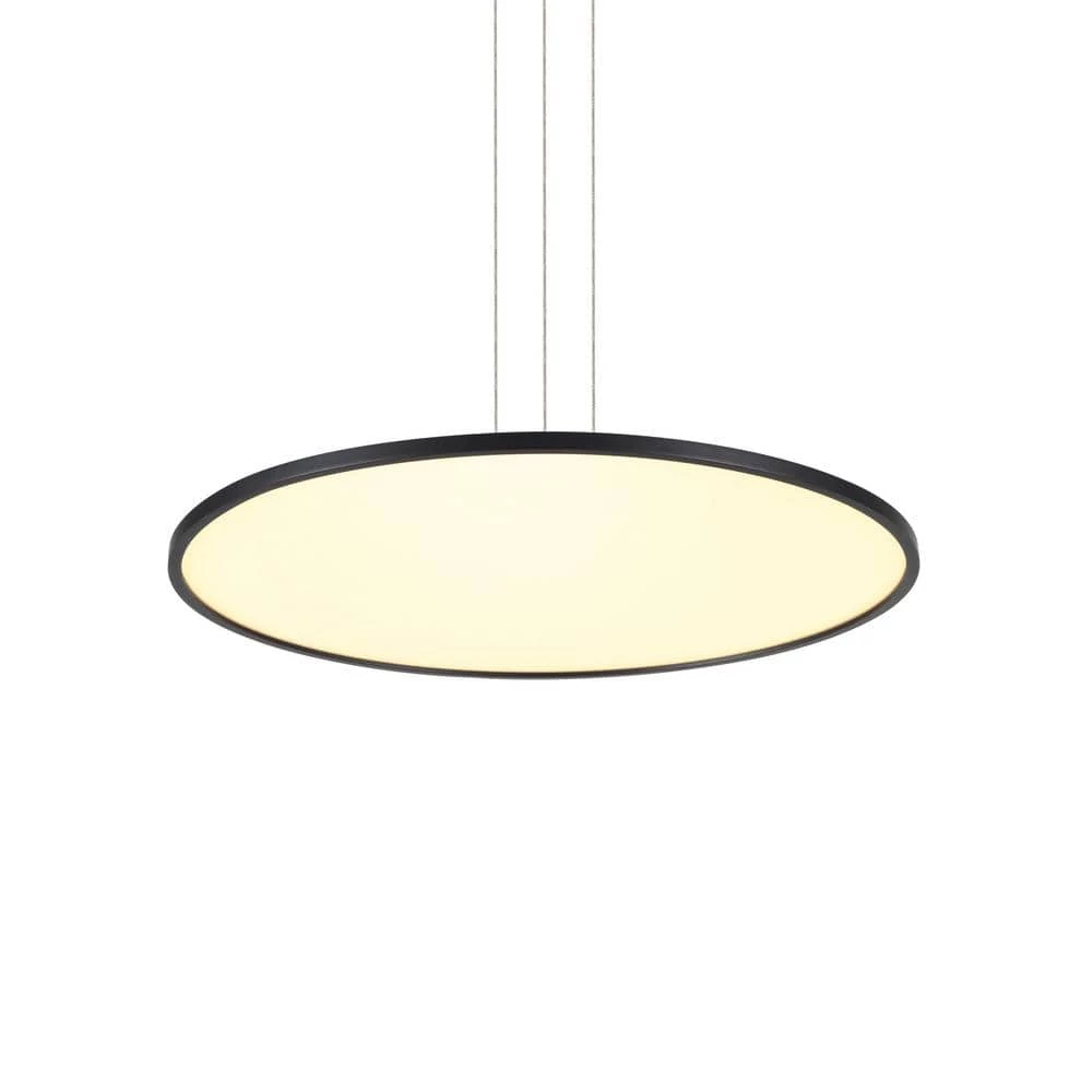 Salm 48.55-Watt Integrated LED Black Height Adjustable Chandelier with 24 in. Wide LED Disk Island Hanging Pendant Light by VONN Lighting