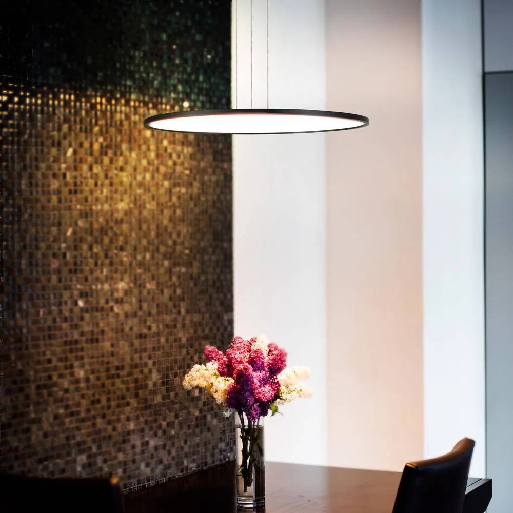 Salm 48.55-Watt Integrated LED Black Height Adjustable Chandelier with 24 in. Wide LED Disk Island Hanging Pendant Light by VONN Lighting - Image 4