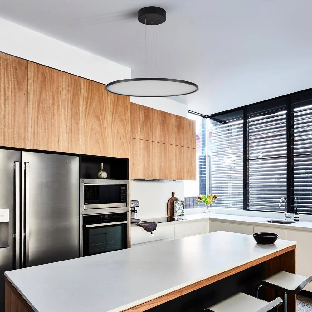 Salm 48.55-Watt Integrated LED Black Height Adjustable Chandelier with 24 in. Wide LED Disk Island Hanging Pendant Light by VONN Lighting - Image 6