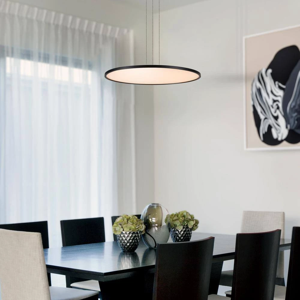 Salm 48.55-Watt Integrated LED Black Height Adjustable Chandelier with 24 in. Wide LED Disk Island Hanging Pendant Light by VONN Lighting - Image 2