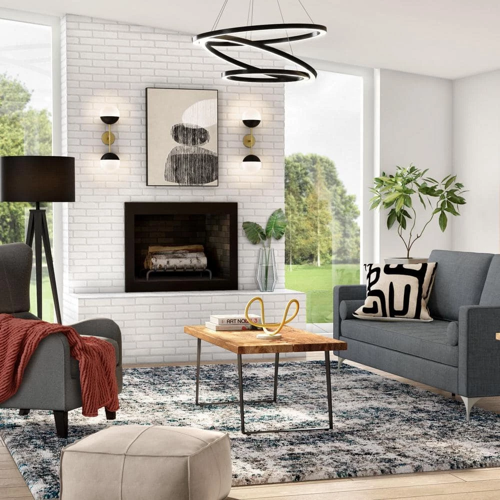 Tania 98-Watt 32 in. Modern Integrated LED Black Chandelier Height Adjustable With 3 LED Circles Hanging Pendant Light by VONN Lighting - Image 3