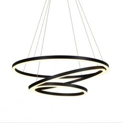 Tania 98-Watt 32 in. Modern Integrated LED Black Chandelier Height Adjustable With 3 LED Circles Hanging Pendant Light by VONN Lighting