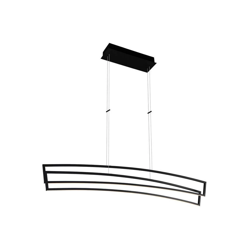 Sirius 46 in. 74-Watt Black Integrated LED Linear Chandelier Height Adjustable Hanging Island Pendant Light by VONN Lighting - Image 5