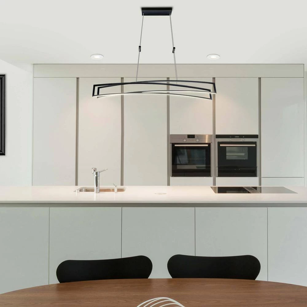 Sirius 46 in. 74-Watt Black Integrated LED Linear Chandelier Height Adjustable Hanging Island Pendant Light by VONN Lighting - Image 3