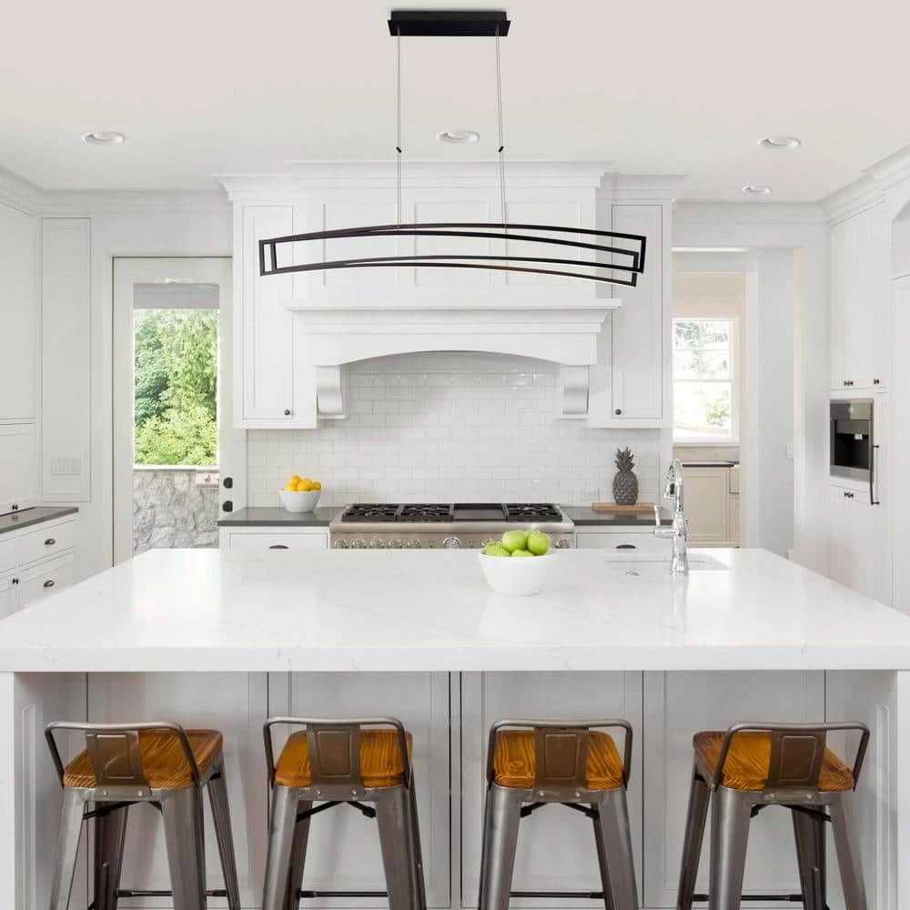 Sirius 46 in. 74-Watt Black Integrated LED Linear Chandelier Height Adjustable Hanging Island Pendant Light by VONN Lighting - Image 2