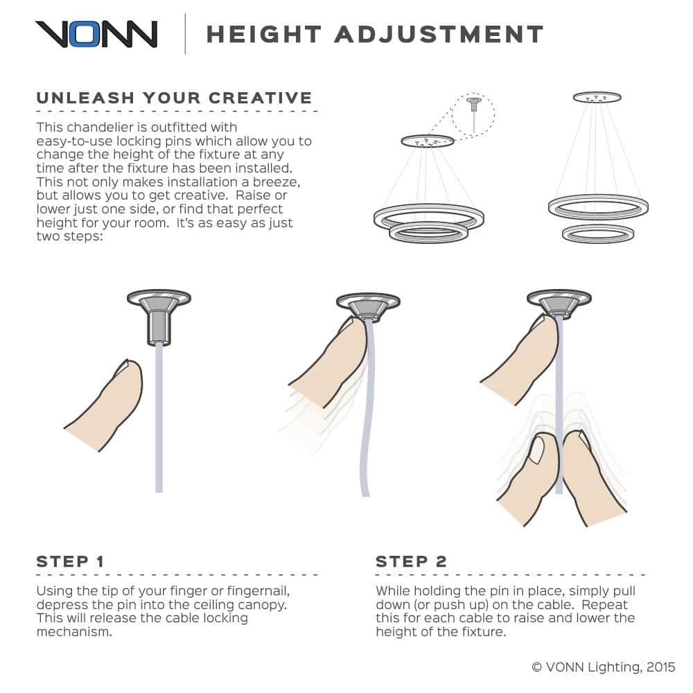 Tania Round 39 in. 52-Watt Black Circular Integrated LED Chandelier Hanging Pendant Light Height Adjustable by VONN Lighting - Image 13