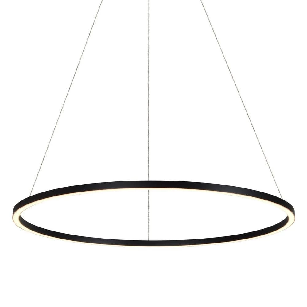 Tania Round 39 in. 52-Watt Black Circular Integrated LED Chandelier Hanging Pendant Light Height Adjustable by VONN Lighting
