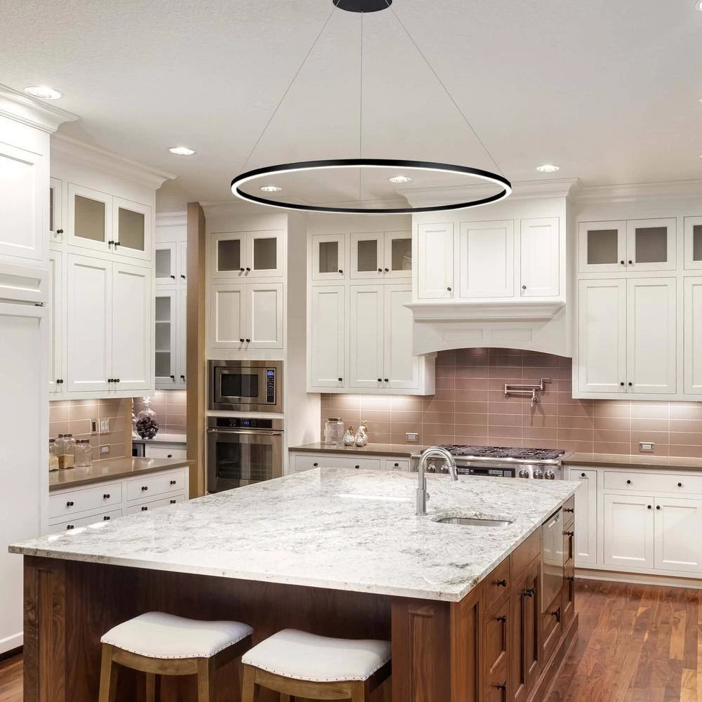 Tania Round 39 in. 52-Watt Black Circular Integrated LED Chandelier Hanging Pendant Light Height Adjustable by VONN Lighting - Image 4