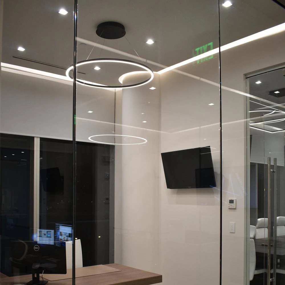 Tania Round 39 in. 52-Watt Black Circular Integrated LED Chandelier Hanging Pendant Light Height Adjustable by VONN Lighting - Image 6