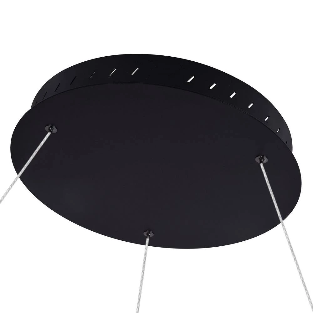 Tania Round 39 in. 52-Watt Black Circular Integrated LED Chandelier Hanging Pendant Light Height Adjustable by VONN Lighting - Image 12