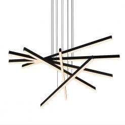 Sirius 93.88-Watt Integrated LED Height Adjustable Black Pendant with 6 LED Planks 32 in. Long by VONN Lighting