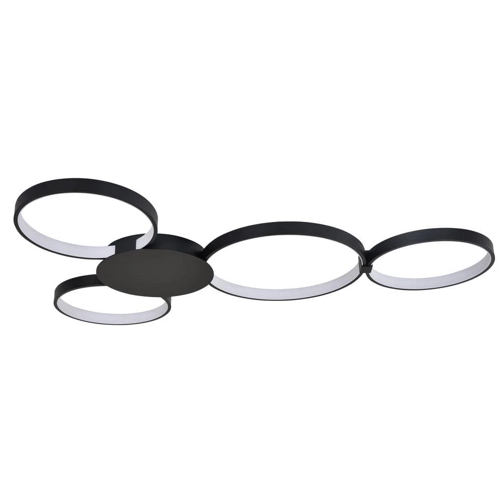 Capella 43 in. 4-Watt Black Integrated LED Semi Flush Mount Ceiling Fixture With 4 Light Rings by VONN Lighting - Image 6