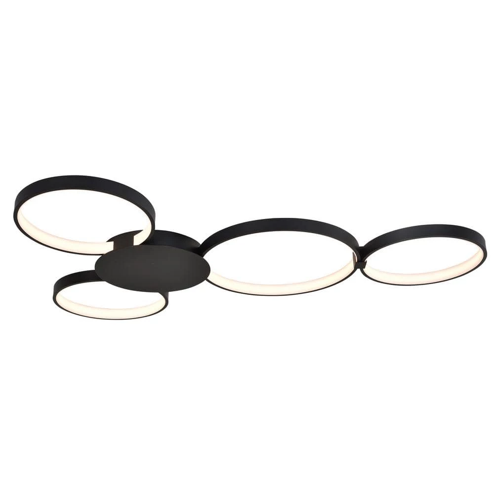 Capella 43 in. 4-Watt Black Integrated LED Semi Flush Mount Ceiling Fixture With 4 Light Rings by VONN Lighting