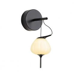 Lecce 12.5 in. Height 5.3-Watt Black LED Sconce with Petite 4.75 in. Teardrop Glass Shade by VONN Lighting