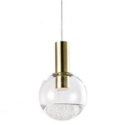 Sienna 5 in. Integrated LED Pendant Lighting Fixture with Globe Shade, Brass by VONN Lighting