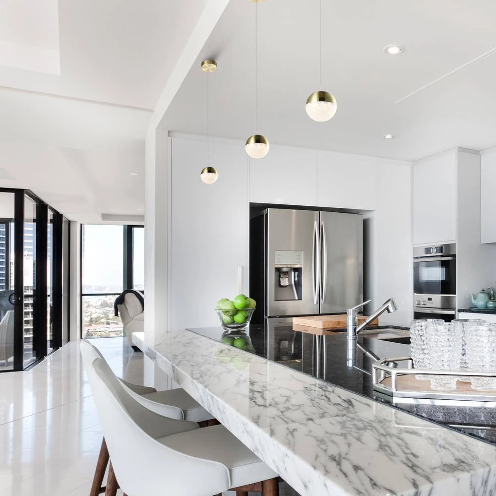 Ravello 5 in. Integrated LED Pendant Lighting Fixture with Globe Shade, Brass by VONN Lighting - Image 7