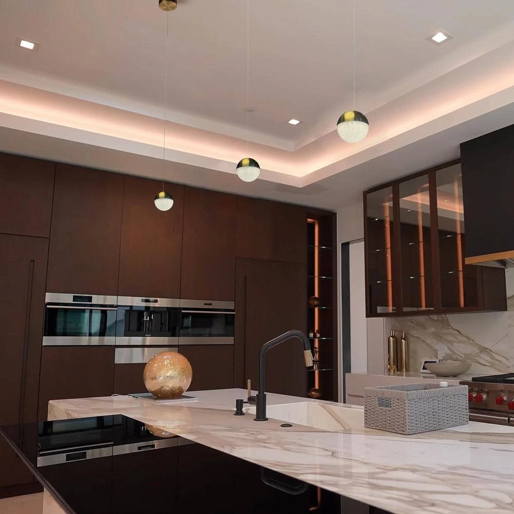 Ravello 5 in. Integrated LED Pendant Lighting Fixture with Globe Shade, Brass by VONN Lighting - Image 4