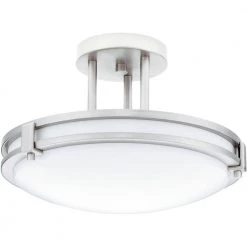 Saturn 1-Light Brushed Nickel Fluorescent Decorative Semi-Flush Mount Light by Lithonia Lighting