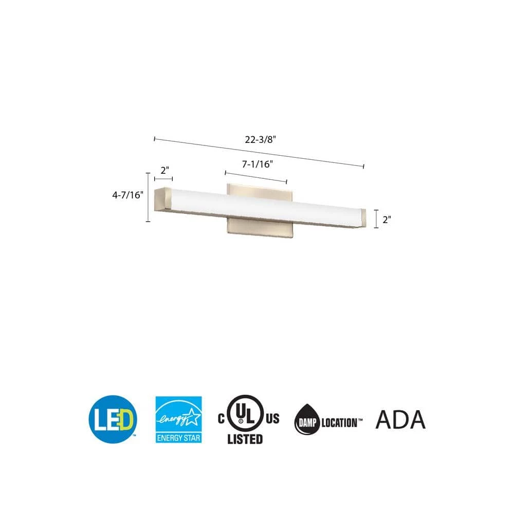 Contractor Select 18-Watt 24 in. 1 Light Brushed Nickel LED Vanity Light Bar Switchable Light Color by Lithonia Lighting - Image 4