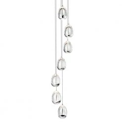 Venezia 9 in. 7-Light Integrated LED Chandelier Height Adjustable Hanging Pendant Light, Glass Shades Polished Chrome by VONN Lighting