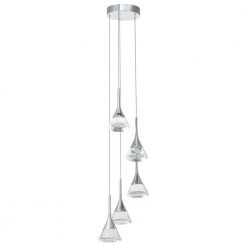 Amalfi 11 in. 5-Light Integrated LED Chandelier Height Adjustable, Cone Shades Polished Chrome Hanging Pendant Light by VONN Lighting