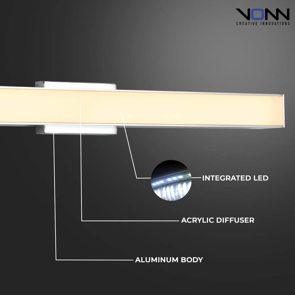Procyon VMW11024CH 24 in. Chrome LED Vanity and Bathroom Lighting Fixture AC LED ADA Compliant by VONN Lighting - Image 5