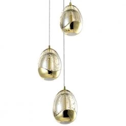 Venezia 3-Light Integrated LED Pendant Lighting Fixture with Champagne Glass Globe Shades, Gold by VONN Lighting