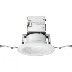 OneUp 4 in. Canless 4000K New Construction or Remodel Dimmable Integrated LED Recessed Light Kit with White Baffle Trim by Lithonia Lighting