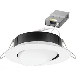 4 in. Selectable Color Temperature New Construction or Remodel Matte White Recessed Integrated LED Gimbal Kit by Lithonia Lighting