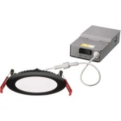Wafer 4 in. Matte Black Selectable New Construction/Remodel Recessed Integrated LED Kit by Lithonia Lighting