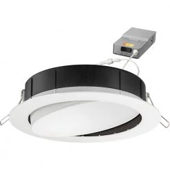 6 in. Selectable Color Temperature New Construction or Remodel Recessed Integrated LED Gimbal Kit, Matte White by Lithonia Lighting