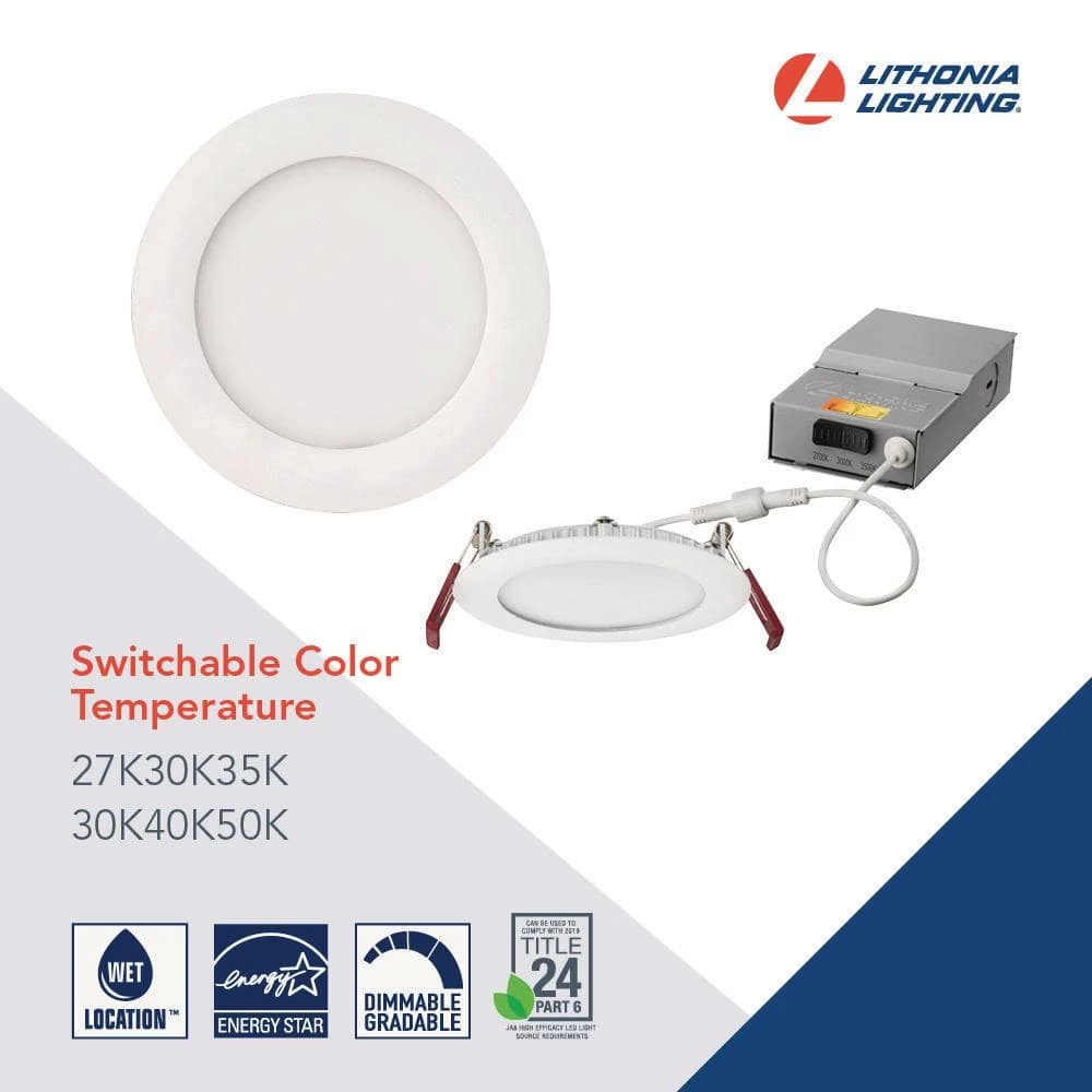 Contractor Select WF6 6 in. White Canless LED Selectable CCT New Construction Remodel Integrated LED Recessed Light Kit by Lithonia Lighting - Image 3