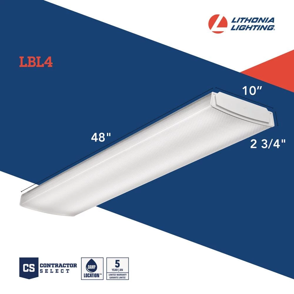 Contractor Select LBL4 4 ft. 41-Watt White Integrated LED Low Profile Wraparound Flush Mount by Lithonia Lighting - Image 9