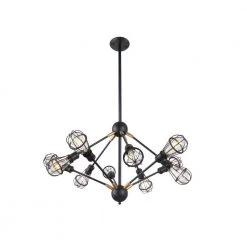 Rana 10-Light Adjustable Pendant Black Multi Pivoting Arm Chandelier with 10 LED Filament Light Bulbs Included by VONN Lighting