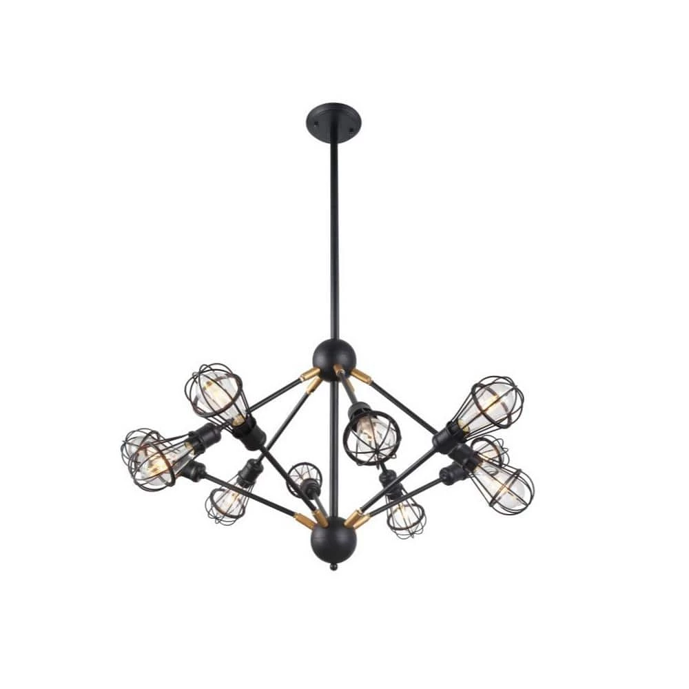 Rana 10-Light Adjustable Pendant Black Multi Pivoting Arm Chandelier with 10 LED Filament Light Bulbs Included by VONN Lighting