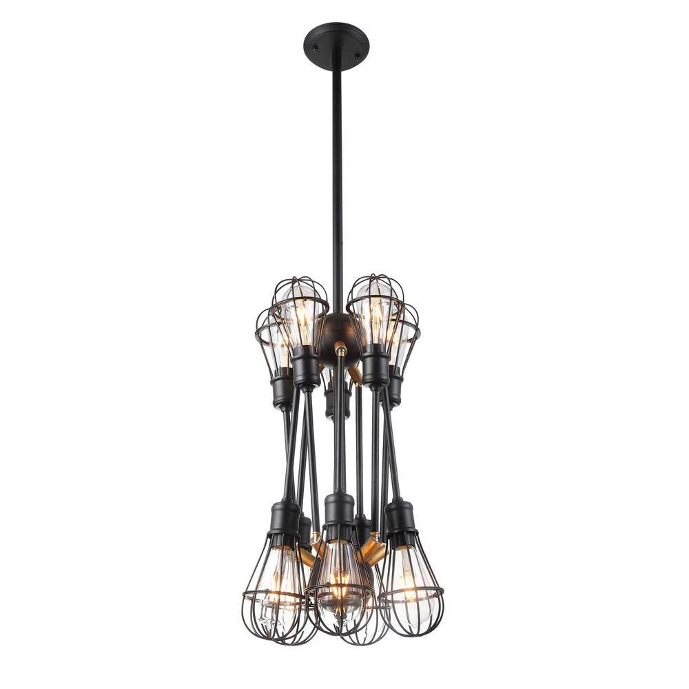 Rana 10-Light Adjustable Pendant Black Multi Pivoting Arm Chandelier with 10 LED Filament Light Bulbs Included by VONN Lighting - Image 3