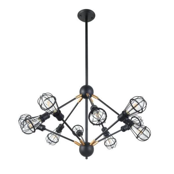 Rana 10-Light Adjustable Pendant Black Multi Pivoting Arm Chandelier with 10 LED Filament Light Bulbs Included by VONN Lighting - Image 2