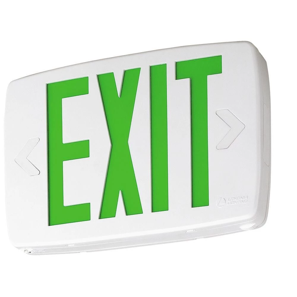 Contractor Select LQM Series 120/277-Volt Integrated LED White and Green Exit Sign by Lithonia Lighting