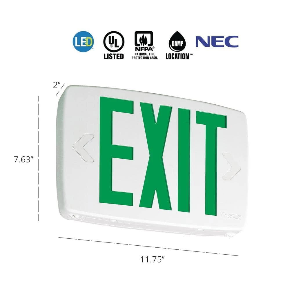 Contractor Select LQM Series 120/277-Volt Integrated LED White and Green Exit Sign by Lithonia Lighting - Image 2