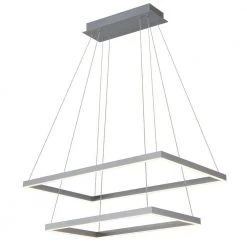Atria Duo 74-Watt Silver Integrated LED Height Adjustable Hanging Pendant Light Modern 2-Tier LED Chandelier by VONN Lighting