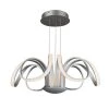 Capella 30 in. 82.23-Watt Integrated LED Silver Chandelier Height Adjustable Modern Pendant 6 LED Flower Petal Lights by VONN Lighting