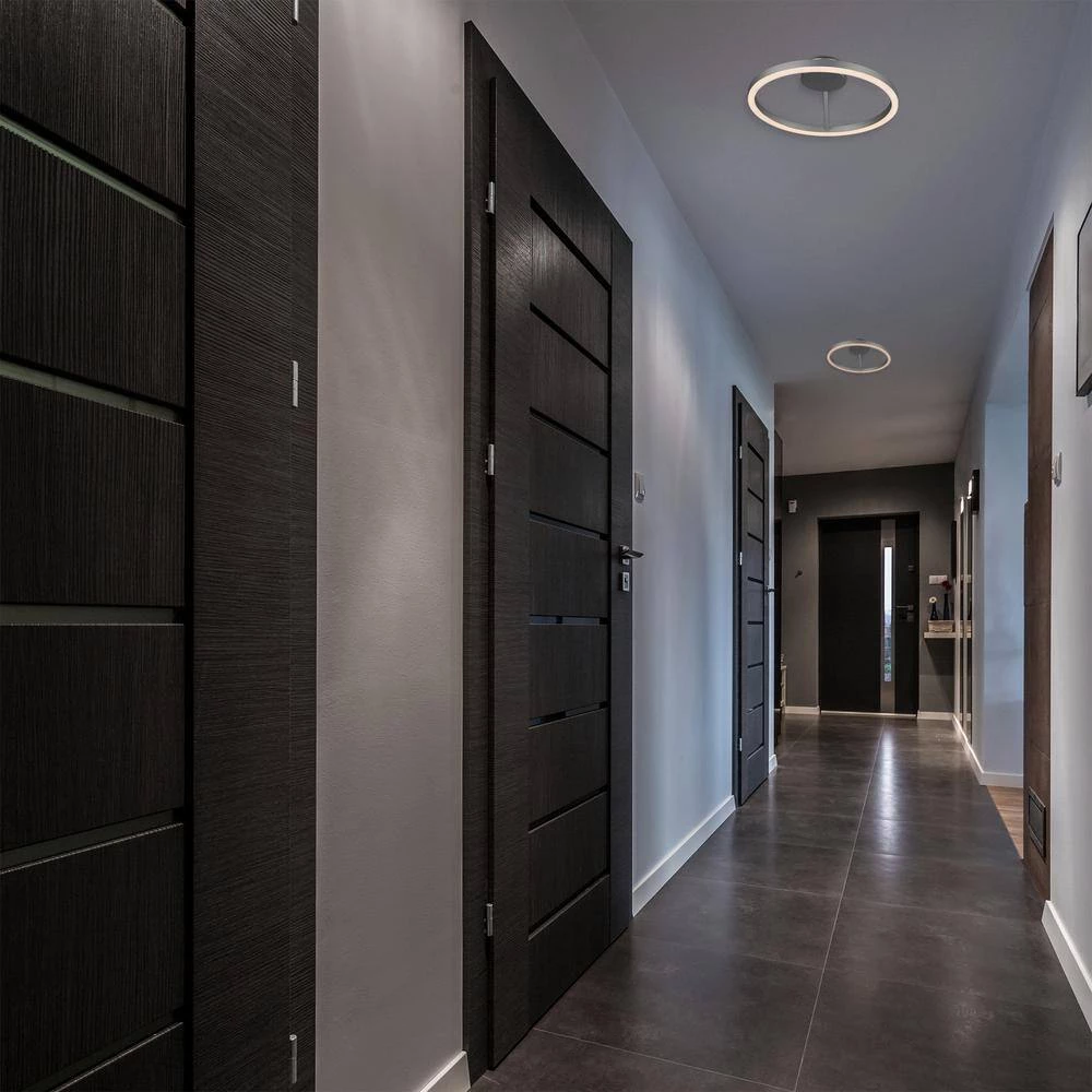 Zuben 20 in. 33-Watt Silver Integrated LED Semi Flush Mount Modern Circular Ceiling Fixture by VONN Lighting - Image 6